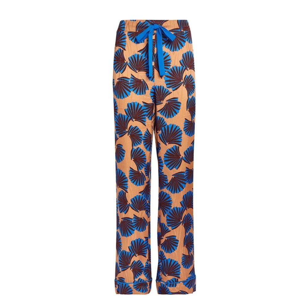 DVF Diane Von Furstenberg NWT Veronica Pant Tobacco large fan print wide leg 6